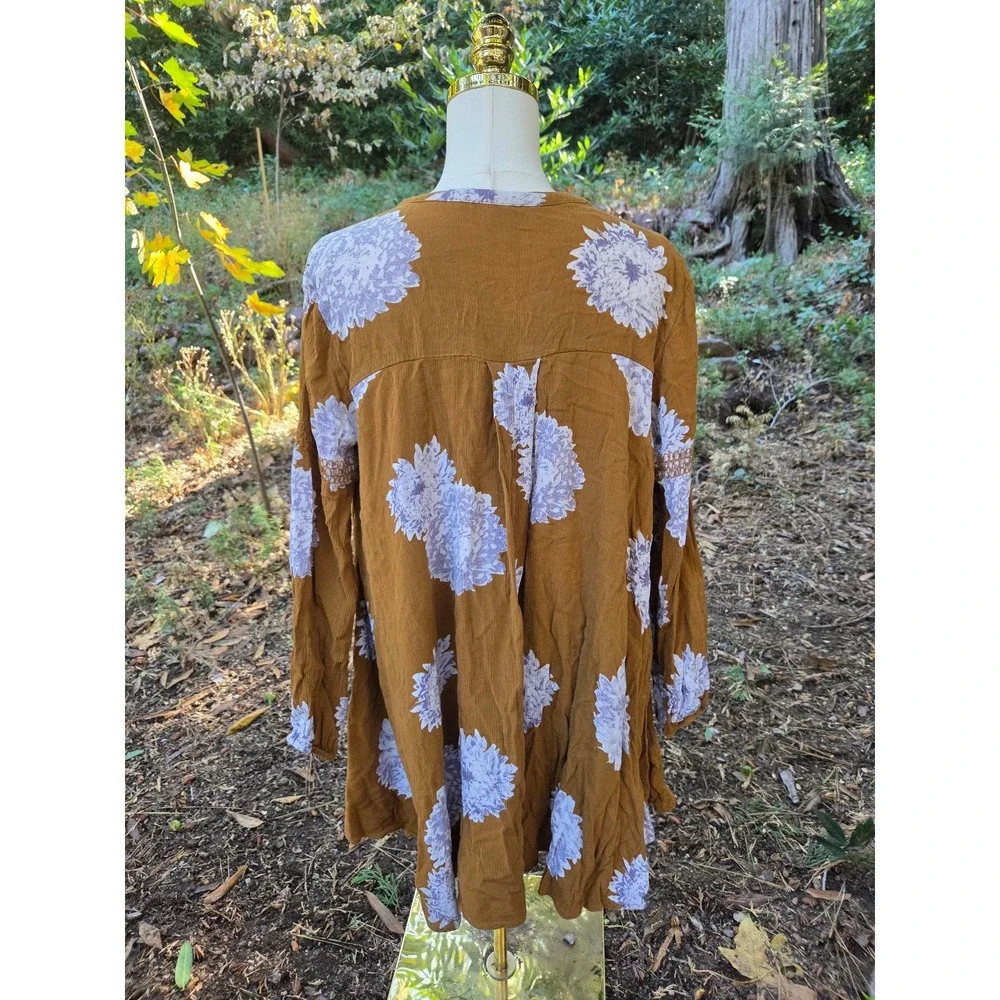 Free People Small Mustard‎ Floral Blouse - Picture 2 of 6